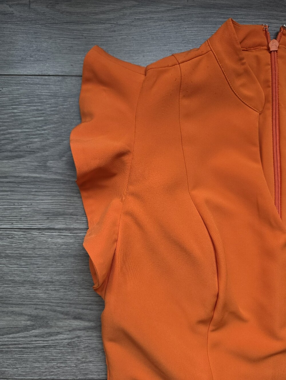⚡️$16 FINAL✨️ New York & Co Flutter Sleeve Orange Wide-Leg Jumpsuit Size L 🔴 - Picture 8 of 16